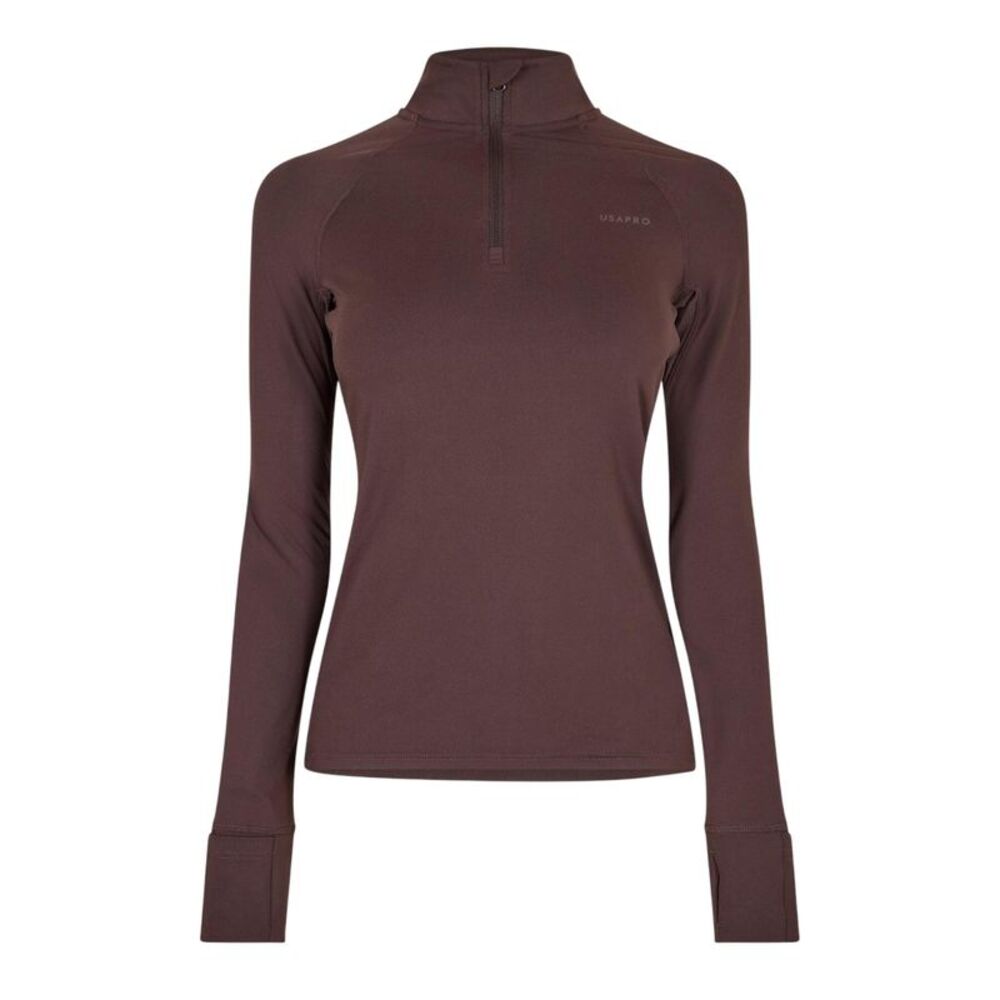 USA Womens/Ladies Plain Long-Sleeved Base Layer Top / Espresso